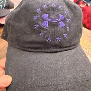 Under Armour Black Cap with Purple Logo and Stars